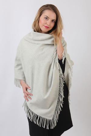 Women's comfortable wool poncho monochrome design made of 100% wool undyed, natural asymmetrical collar no armholes roll neck